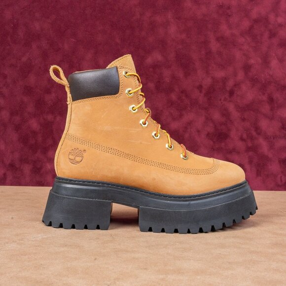 Timberland Women Wheat Nubuck Stompers 6 Sky High Platform Boots sz 7 - Picture 7 of 7